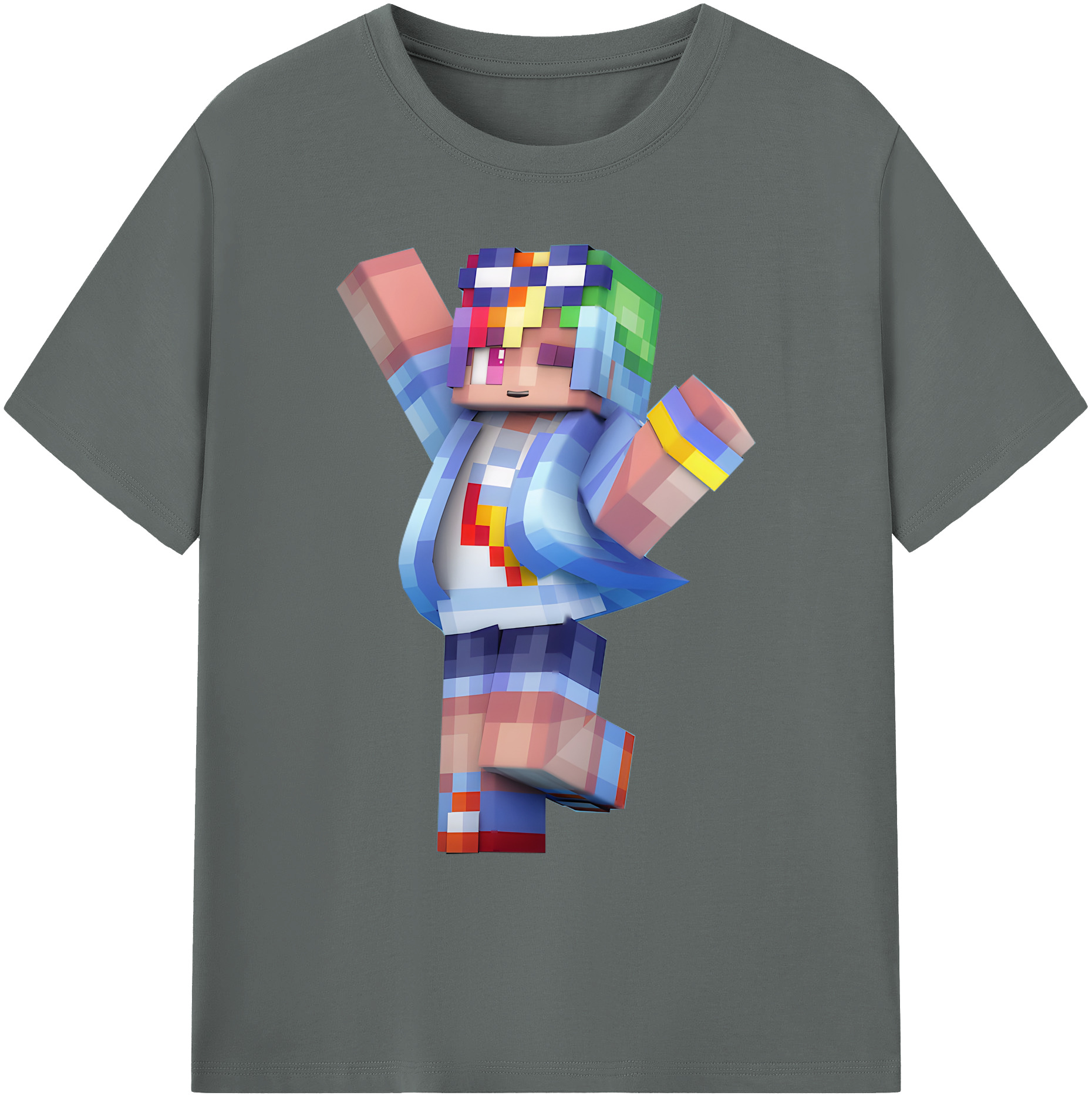 （画像用） マインクラフト ブロックの世界 Minecraft MC Block world 綿100％ メンズ半袖Tシャツ｜肌触りやわらか＆通気性